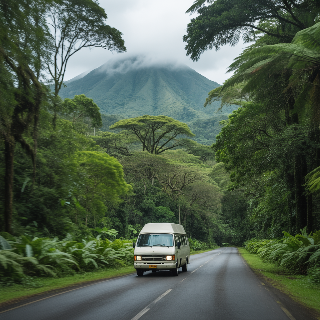 White luxury shuttle in Costa Rica